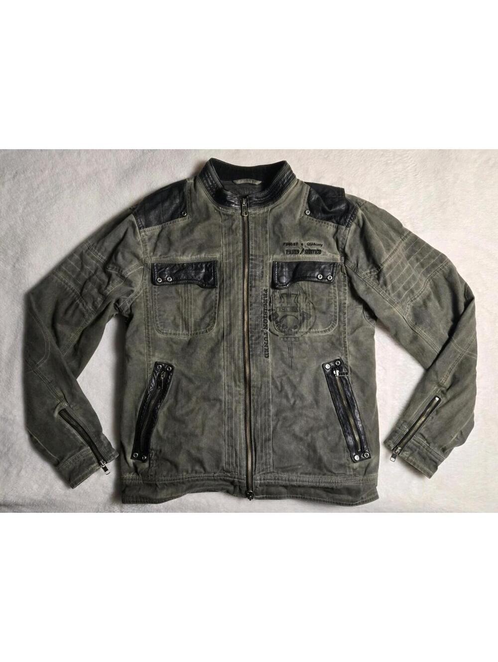 Harley Davidson High-Ace Green Canvas Distressed Jacket - Mens M (97568-16VM)